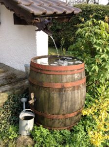 Regenwasser luft in Regentonne