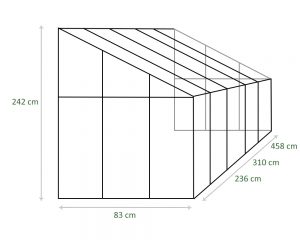 Grafik-Anlehngewächshaus-Maße