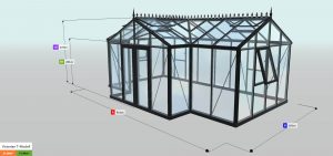 Gewächshaus Konfiguration - Victorian T-Modell VTM33 + 2 Verl., VTM33, RAL9005 - HDH269