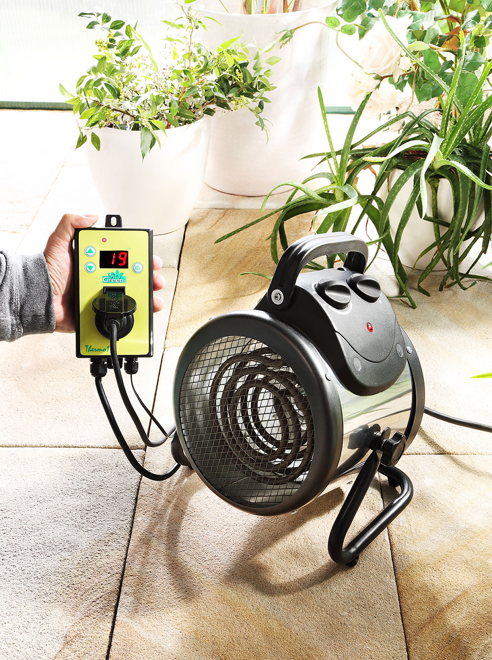 Gewächshausheizung "Palma TWIN" mit digitalem Thermostat 1000 W / 2000 W – Bild 1